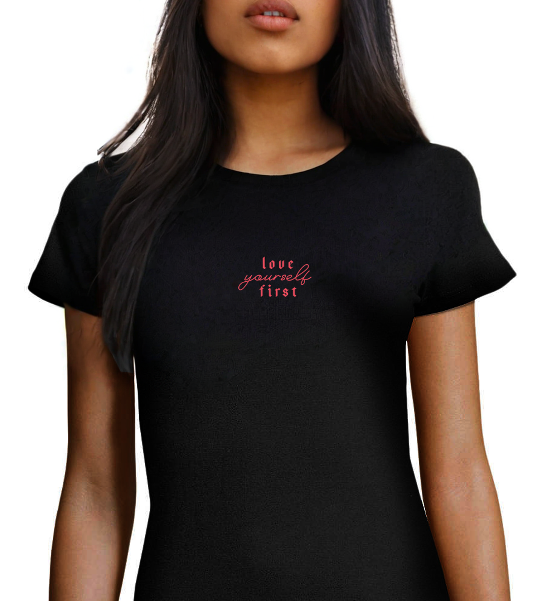 Czarny bawełniany t-shirt Love yourself first