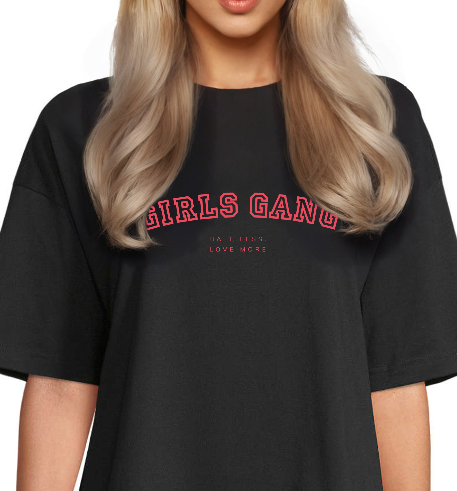 Czarny bawełniany t-shirt oversize Girls Gang