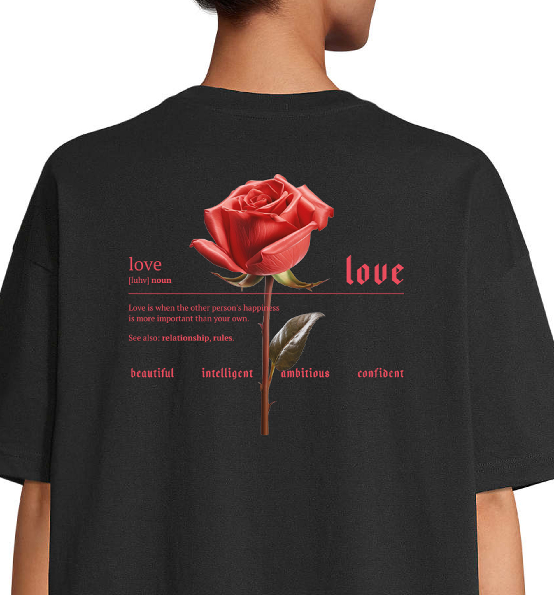 Czarny bawełniany t-shirt oversize Love is not only